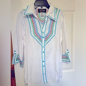 Bob Mackie Wearable Art Button-Up Shirt - XS